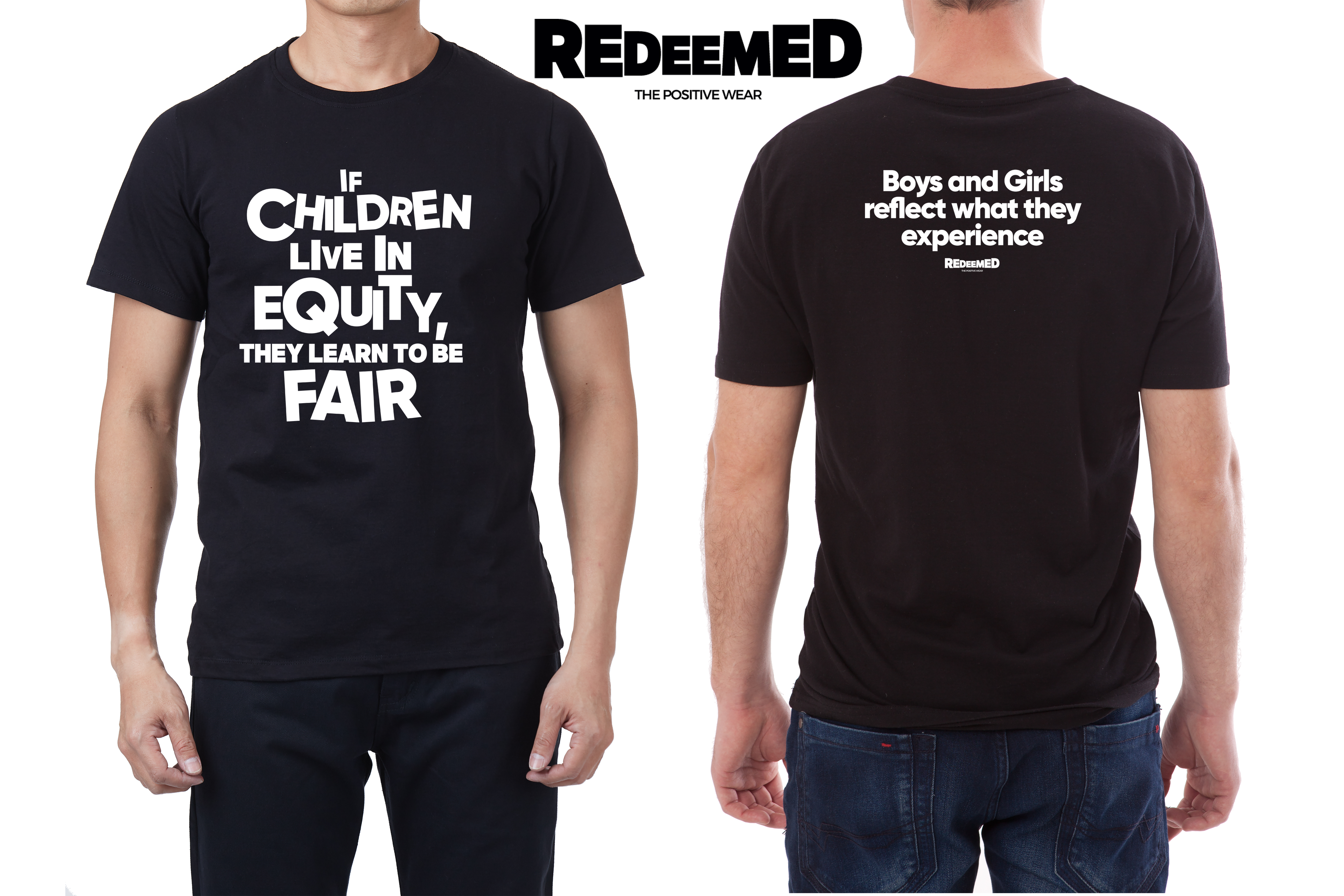 “If children live with equity, they learn to be fair.” – Black  (Gildan G5000) T-shirt