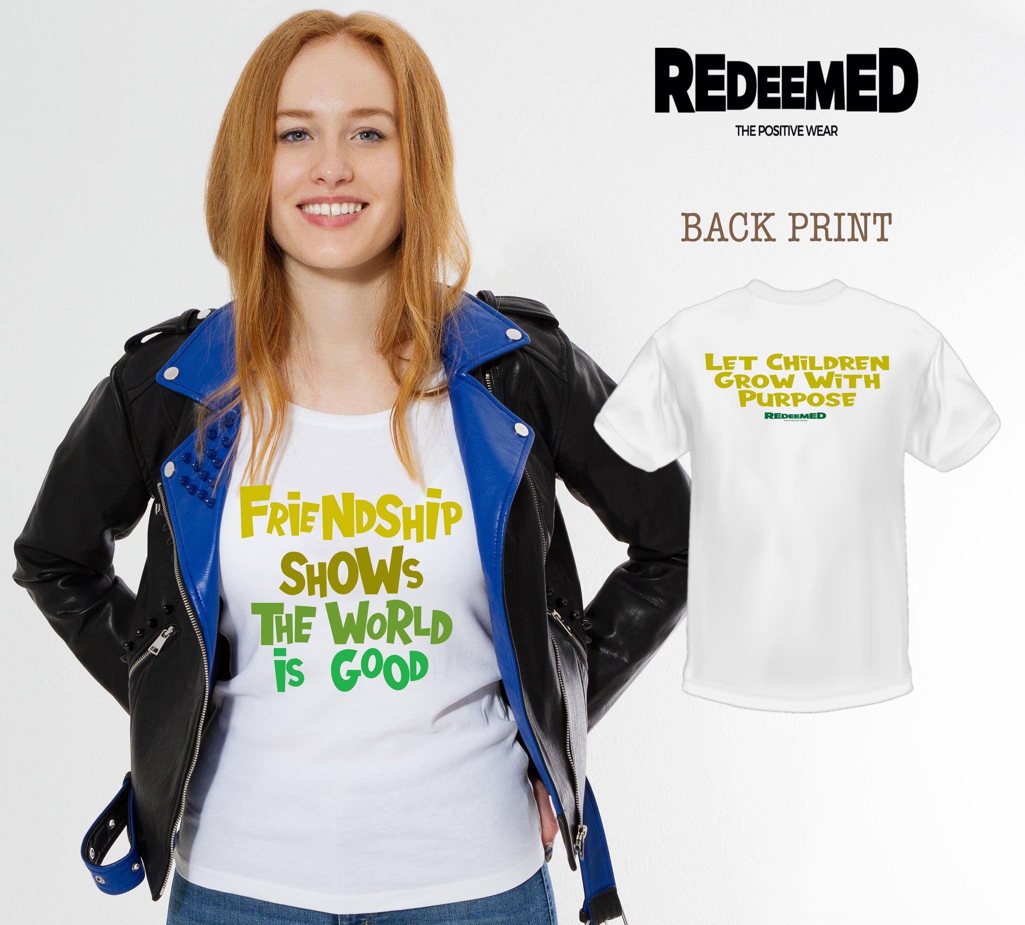 “Friendship Shows The World Is Good.” – White Colorful  (Bella Canvas/Gildan G5000) T-shirt