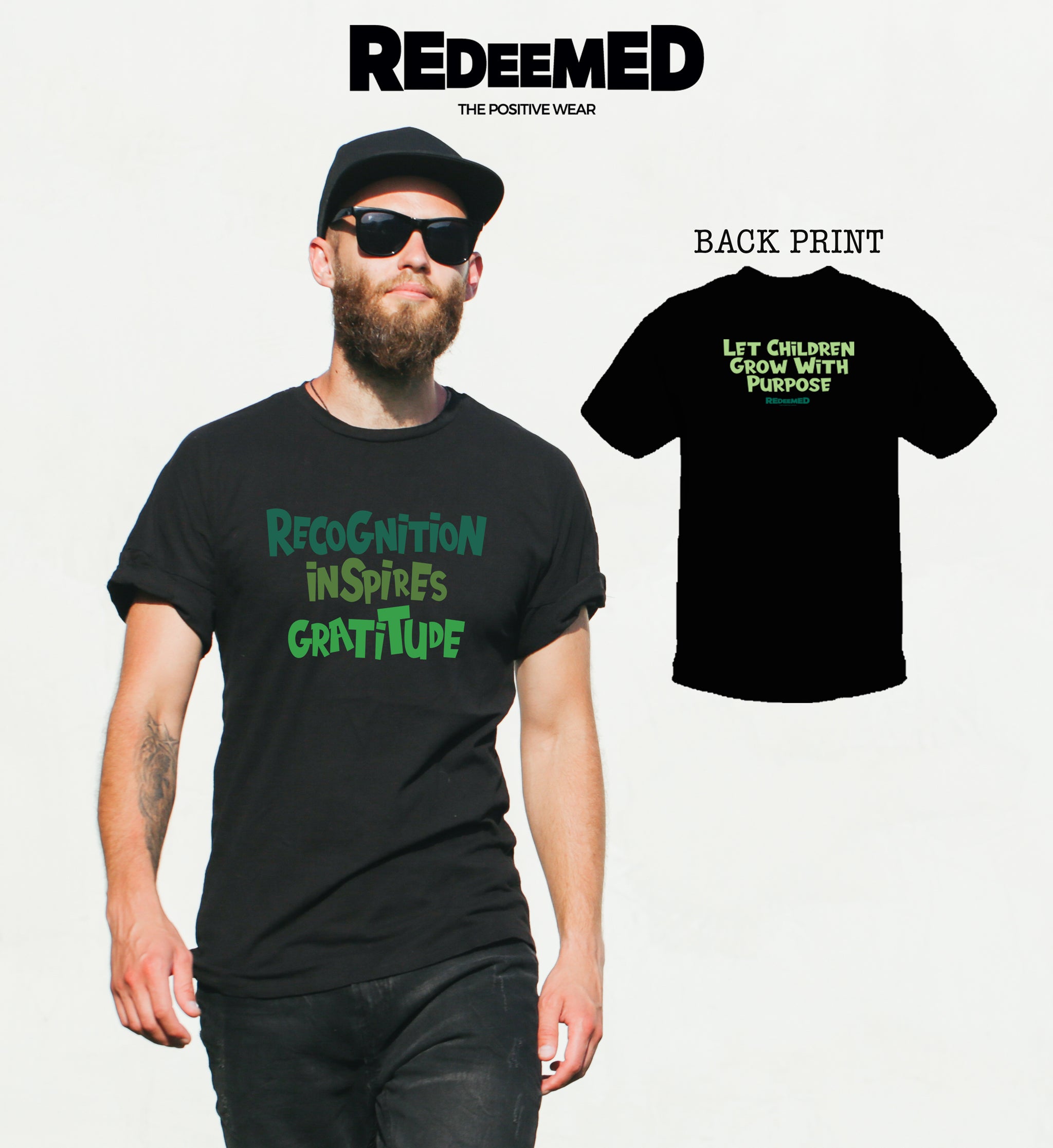 “Recognition Inspires Gratitude.” – Black Colorful  (Bella Canvas/Gildan G5000) T-shirt