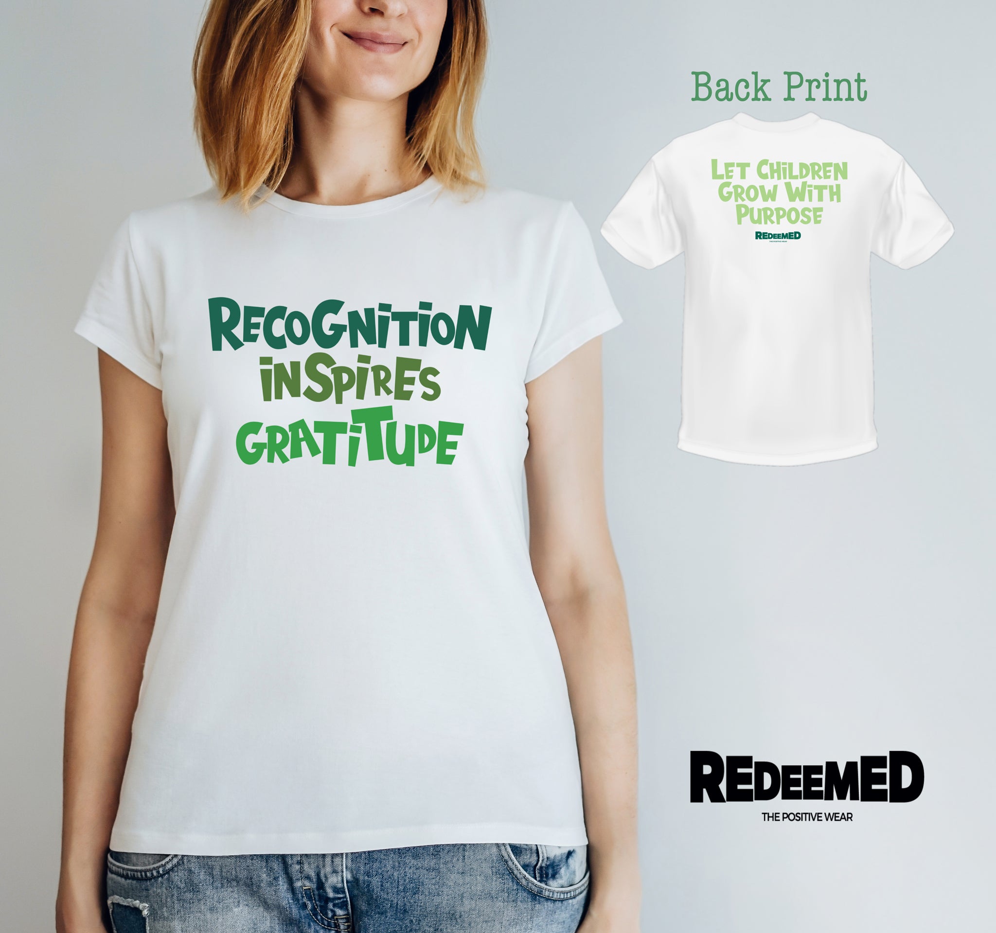 “Recognition Inspires Gratitude.” – White Colorful  (Bella Canvas/Gildan G5000) T-shirt