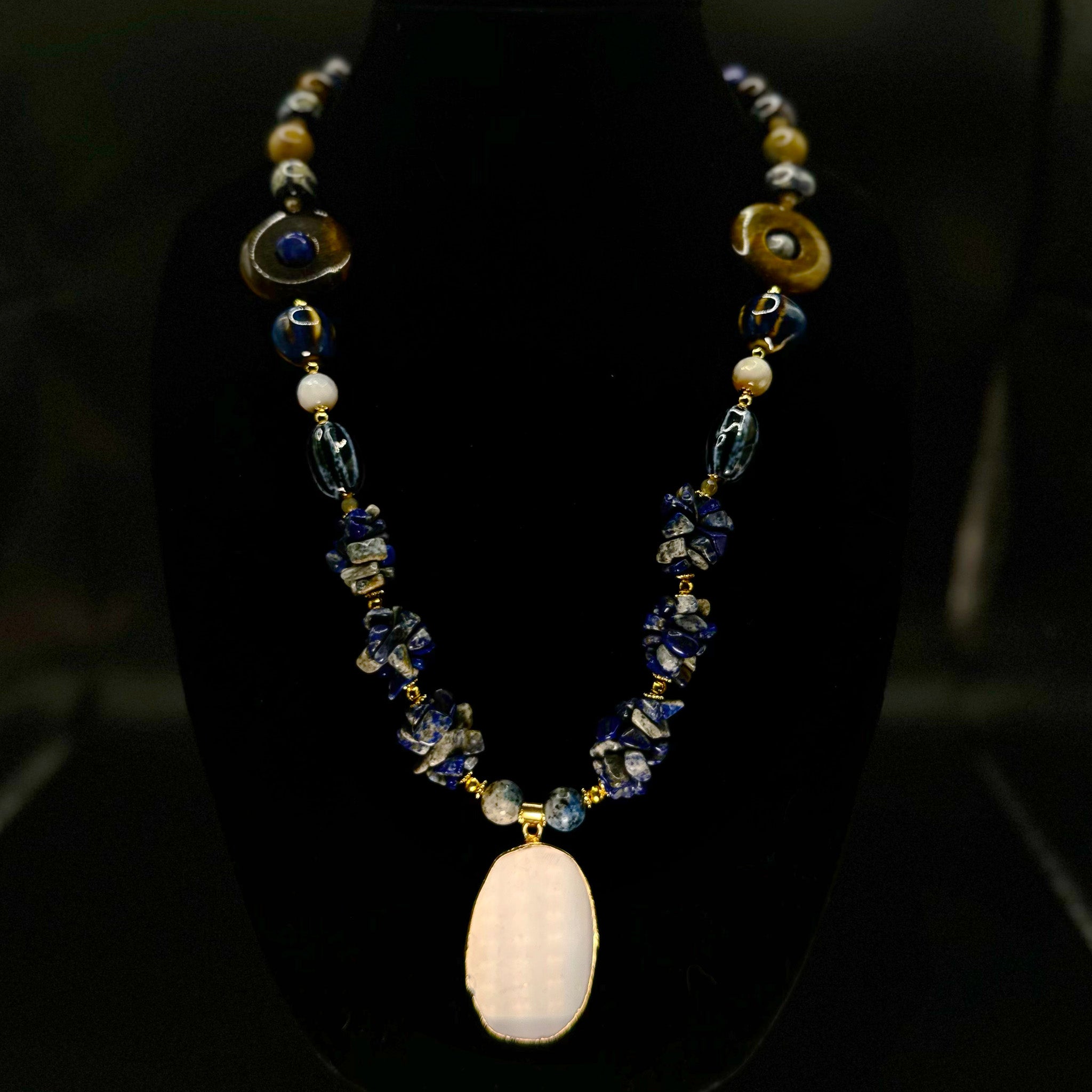 Blue Lapis & Tiger Eye Necklace Set