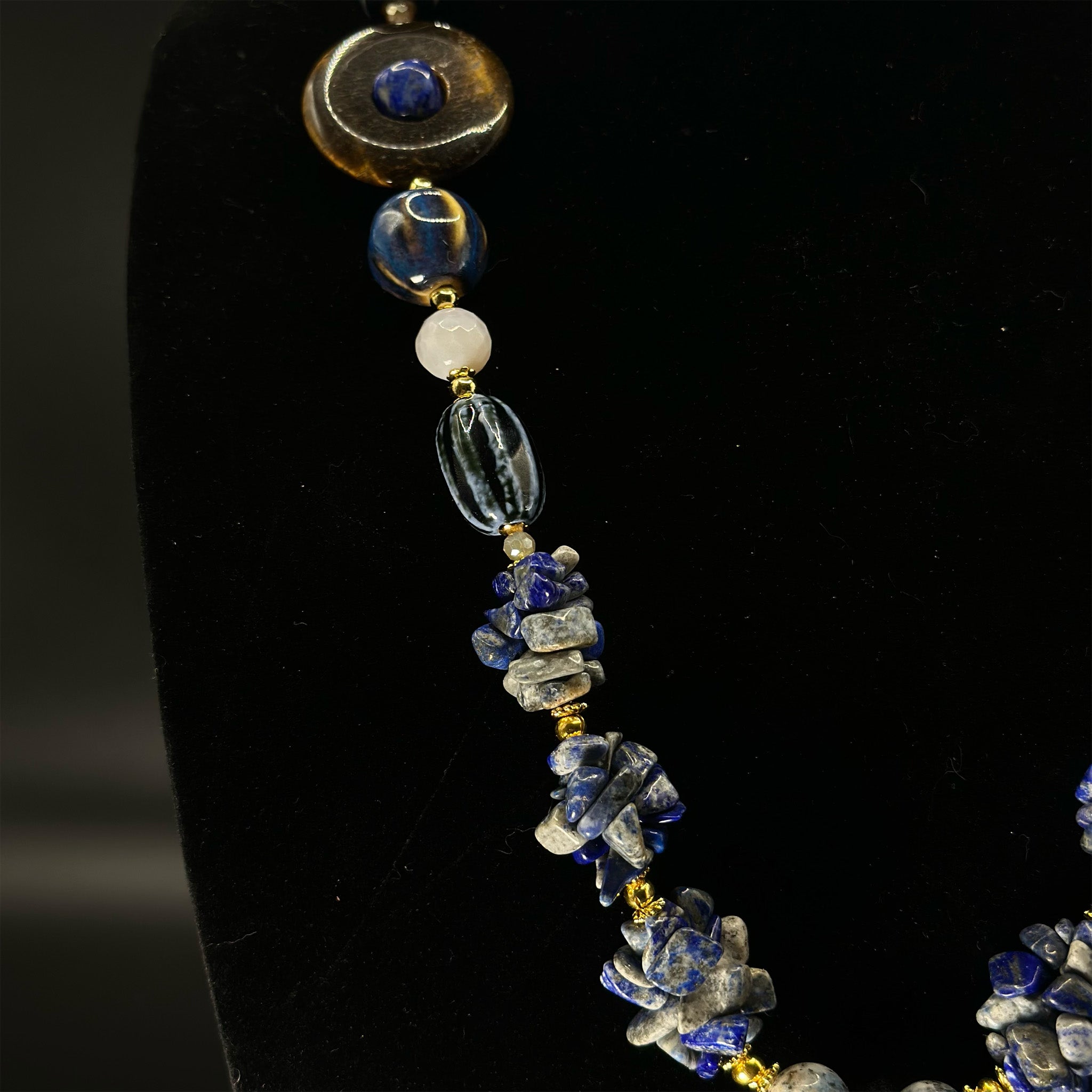 Blue Lapis & Tiger Eye Necklace Set