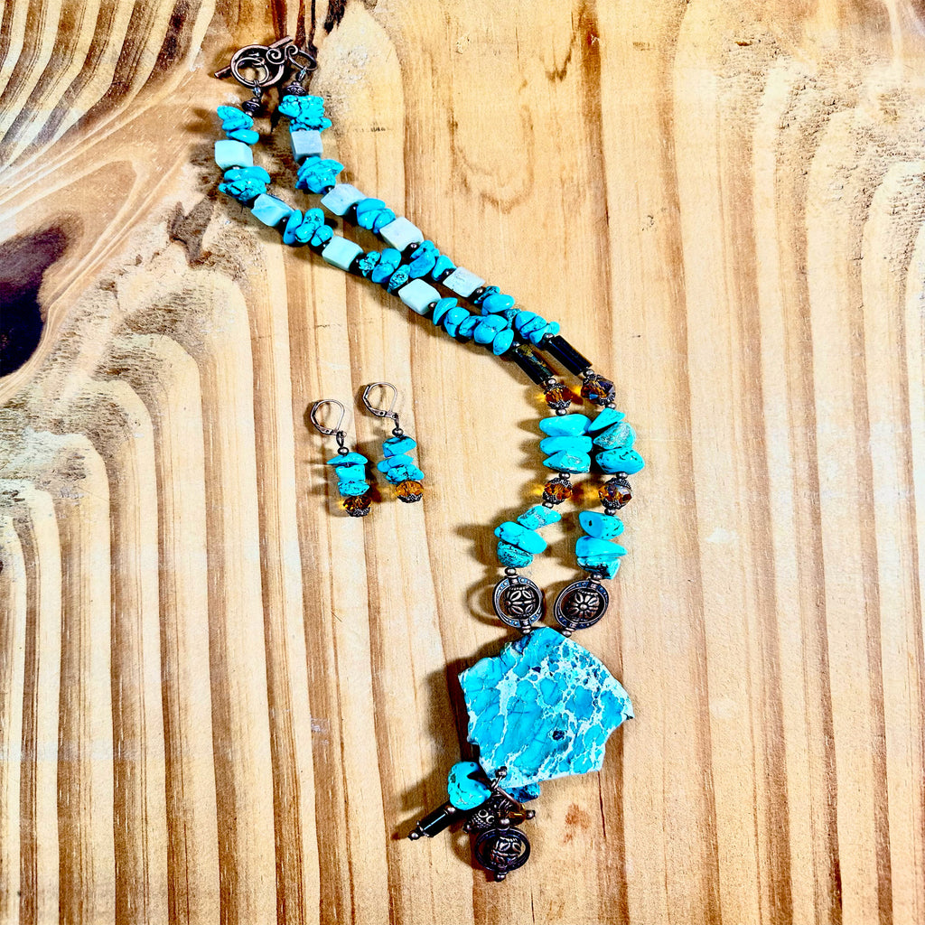 Ocean Vein Turquoise Statement Necklace Set