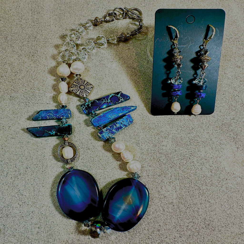 Midnight Pearl Statement Necklace Set