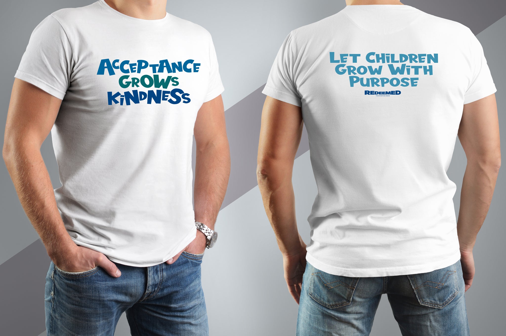 “Acceptance Grows Kindness.” – White Colorful  (Bella Canvas/Gildan G5000) T-shirt