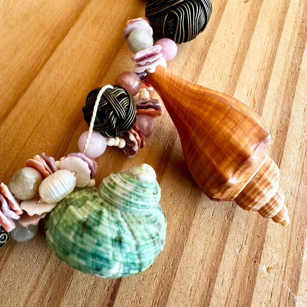 One of a Kind Coastal Shell Statement Necklace
