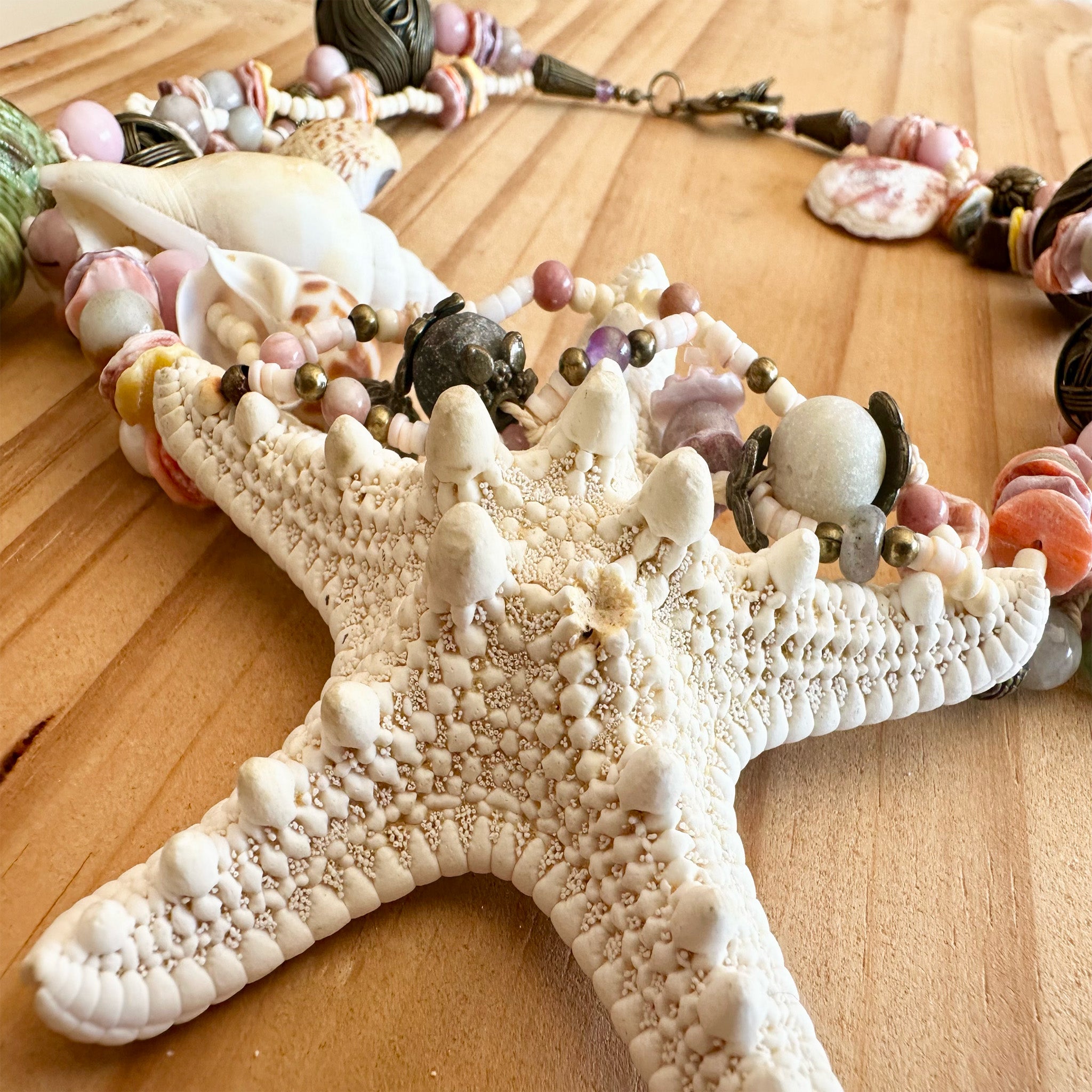 One of a Kind Coastal Shell Statement Necklace