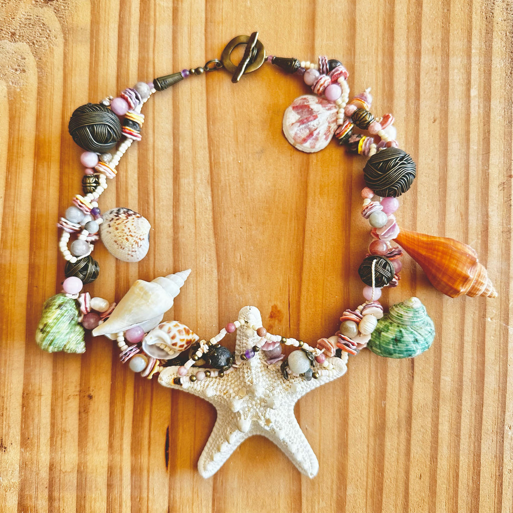 One of a Kind Coastal Shell Statement Necklace