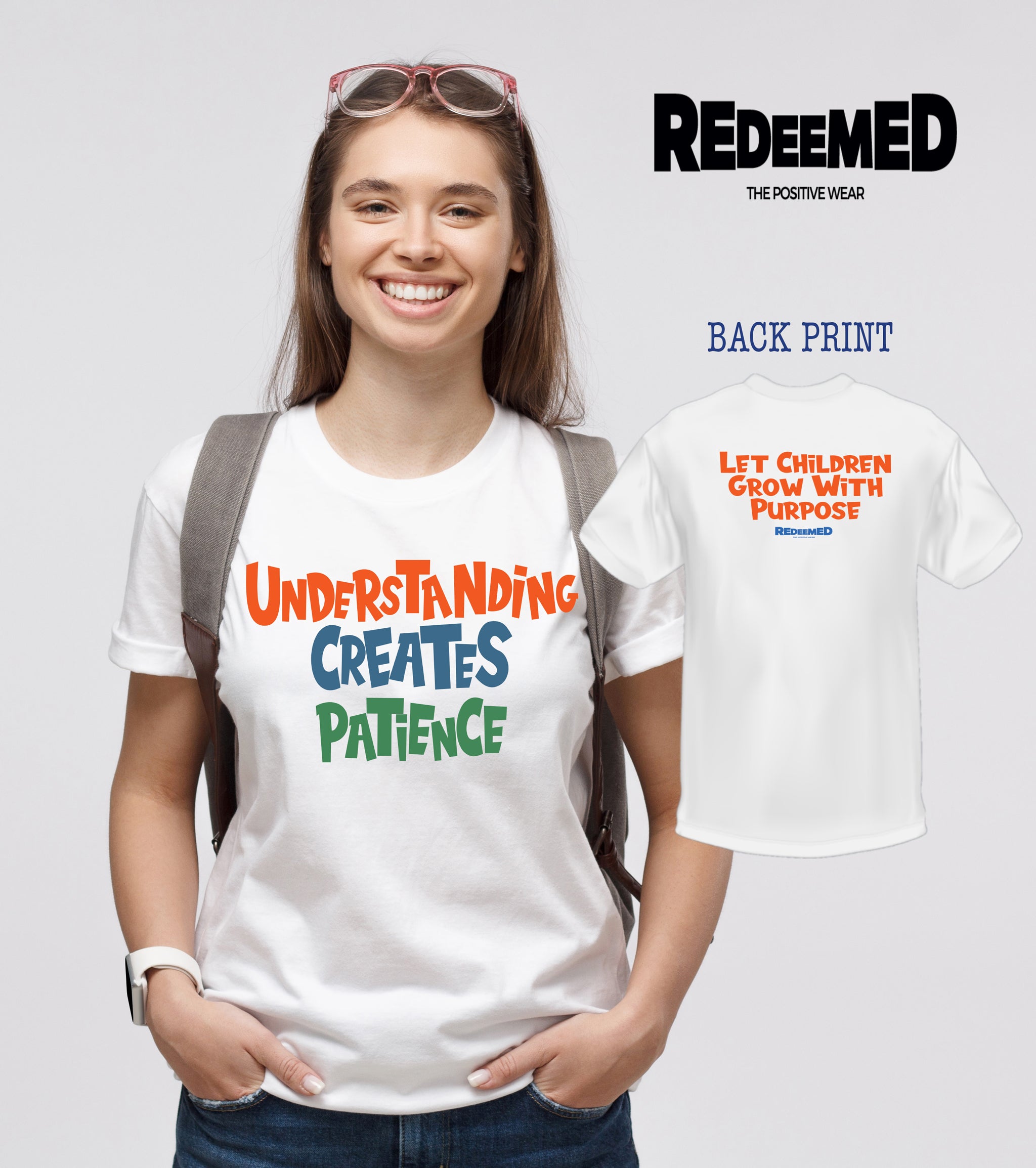 “Understanding Creates Patience.” – White Colorful  (Bella Canvas/Gildan G5000) T-shirt