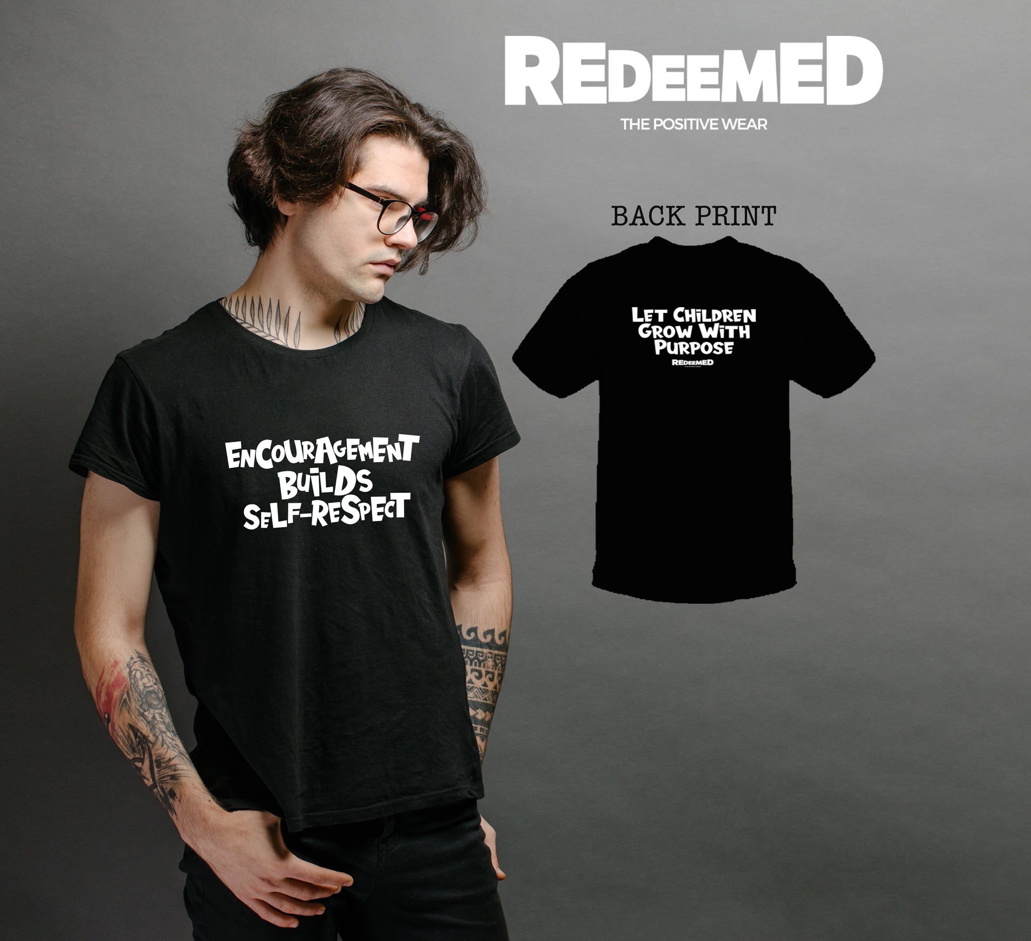 “Encouragement Builds Self-Respect.” – Black  (Bella Canvas/Gildan G5000) T-shirt