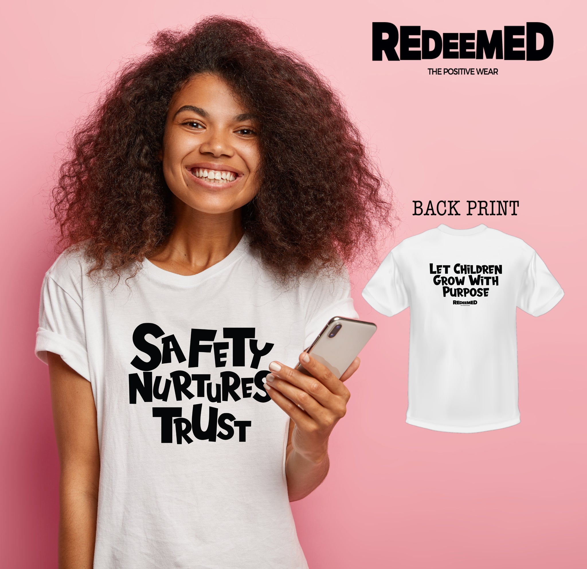“Safety Nurtures Trust.” – White  (Bella Canvas/Gildan G5000) T-shirt