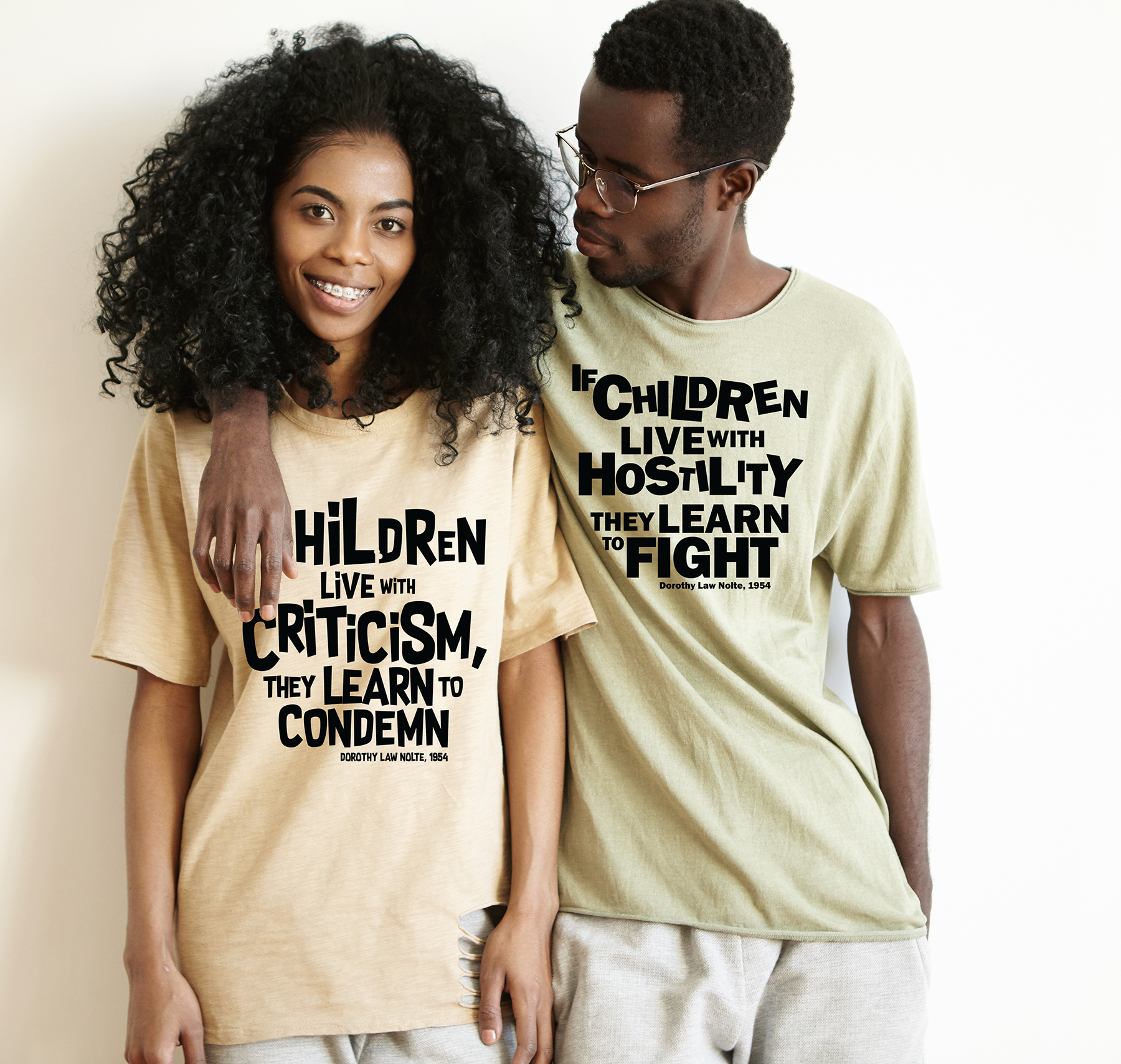 “If children live with criticism, they learn to condemn.” – White  (Bella+Canvas) T-shirt